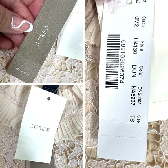 J. Crew Small Tall Cream Ivory Beige Lace Ruffle Neck Sleeveless Keyhole Top New - Picture 8 of 16
